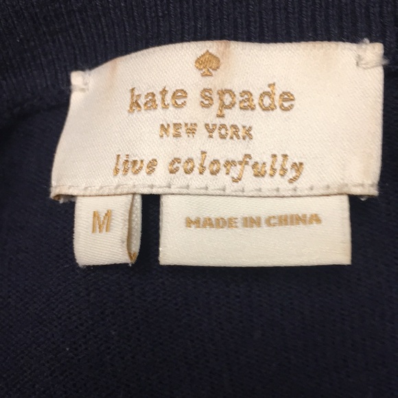 Kate Spade Navy Button Down Sweater with pearl buttons and rhinestones. - Picture 2 of 3